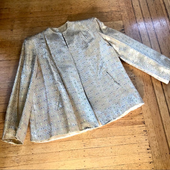 VINTAGE GOLD BROCADE SWING STYLE JACKET - Picture 2 of 10